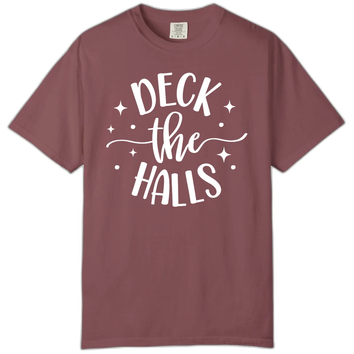 Deck The Halls Holiday Typography Comfort Color in Brick