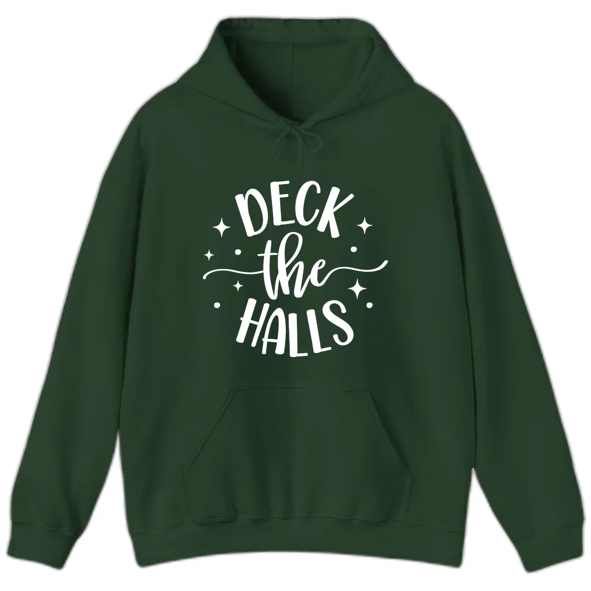Deck The Halls Holiday Typography Hoodie in Forest Green