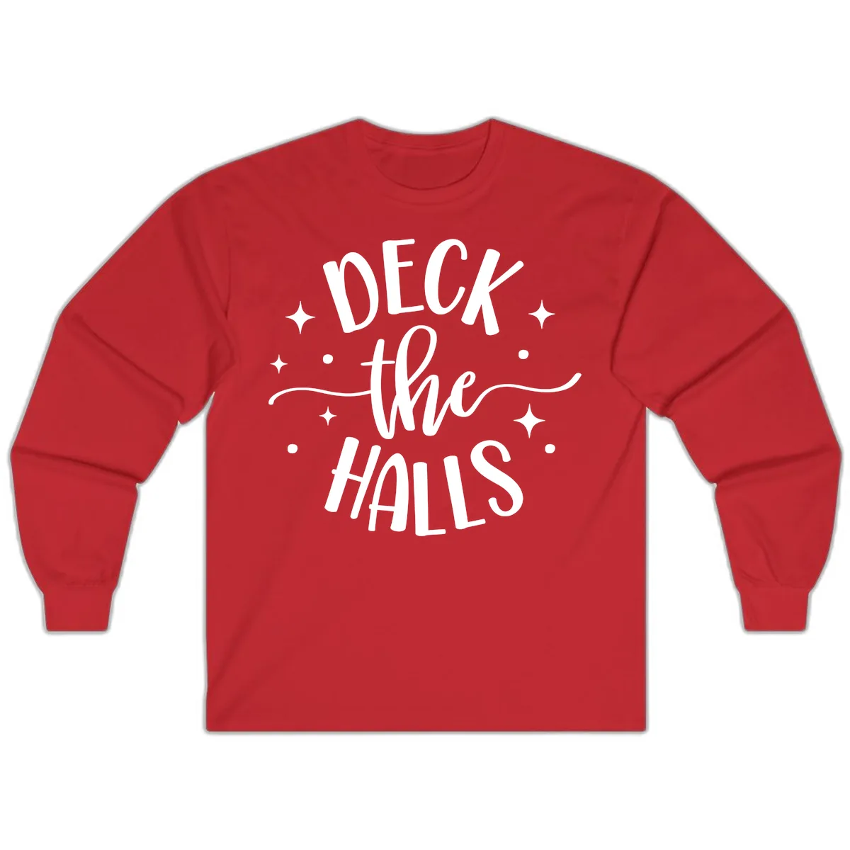 Deck The Halls Holiday Typography Long Sleeve in Red