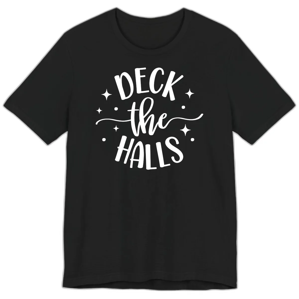 Deck The Halls Holiday Typography Premium T-Shirt in Black