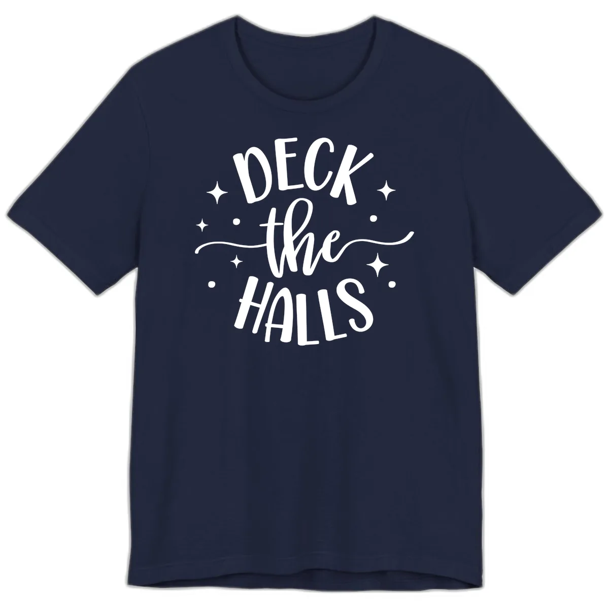 Deck The Halls Holiday Typography Premium T-Shirt in Navy