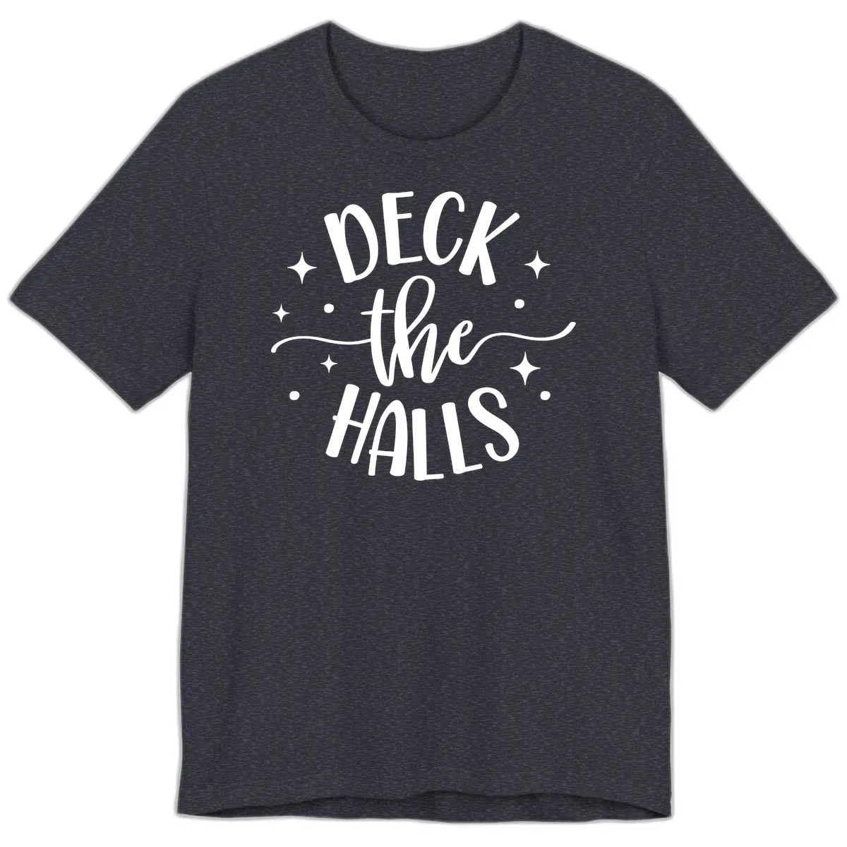 Deck The Halls Holiday Typography Premium T-Shirt in Heather Navy