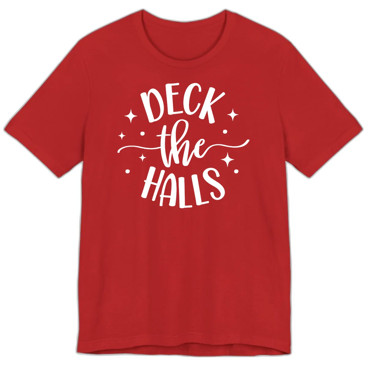 Deck The Halls Holiday Typography Premium T-Shirt in Red
