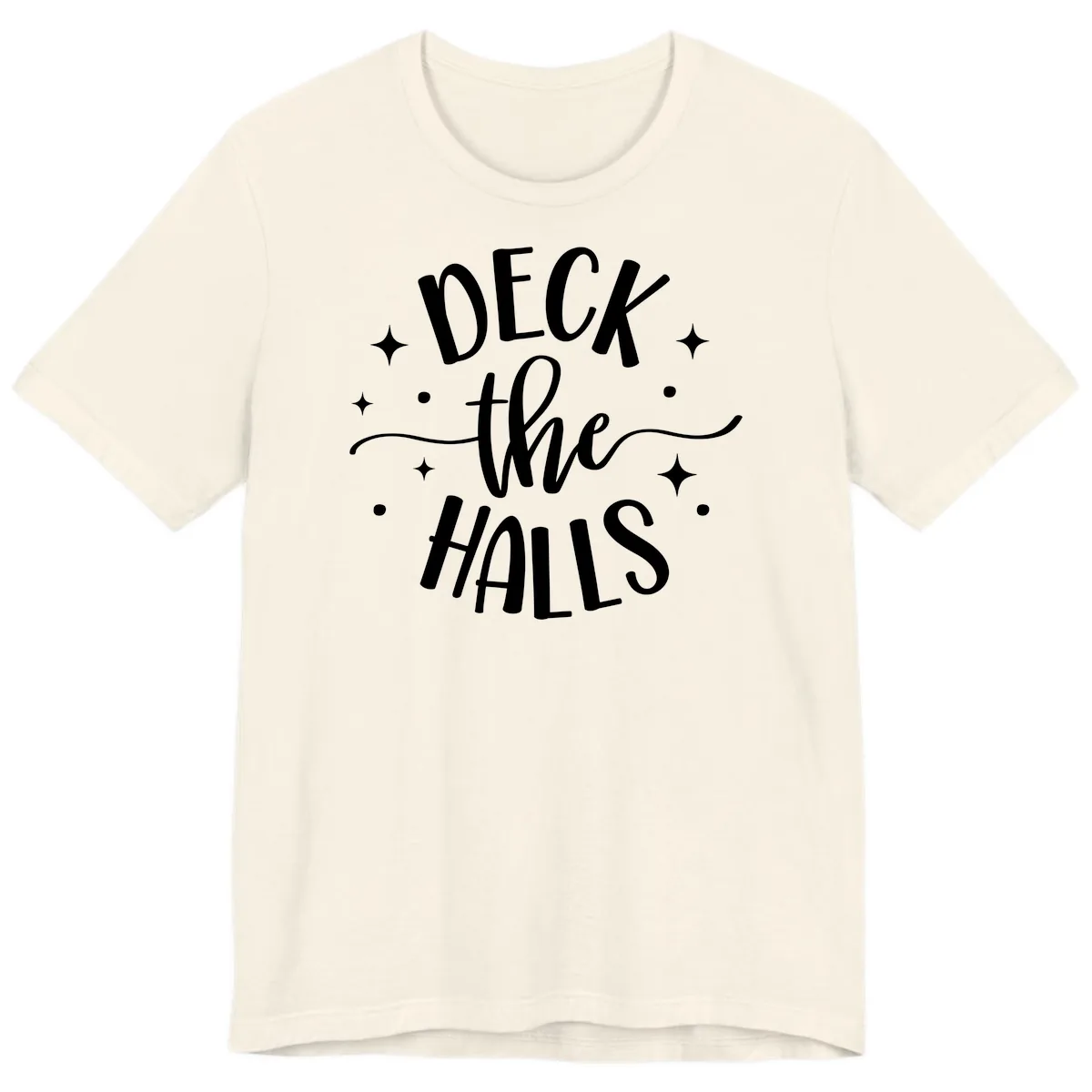 Deck The Halls Holiday Typography Premium T-Shirt in Natural