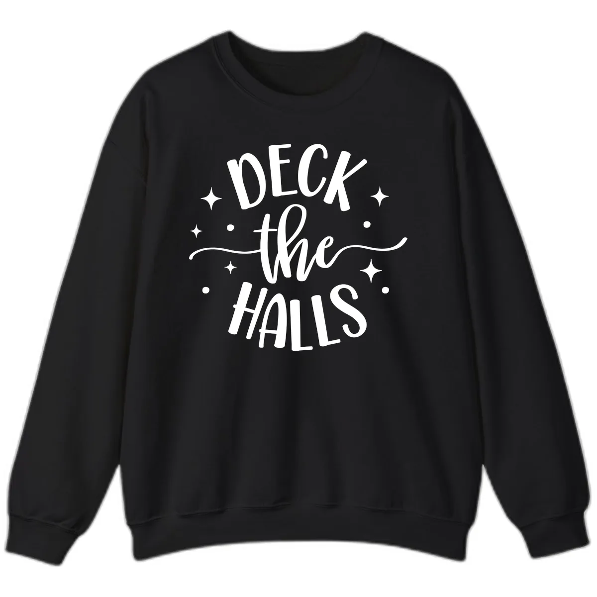 Deck The Halls Holiday Typography Sweatshirt in Black