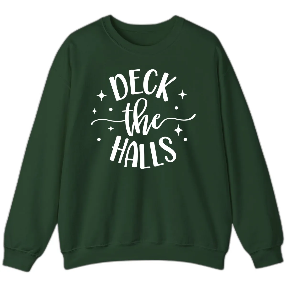 Deck The Halls Holiday Typography Sweatshirt in Forest Green