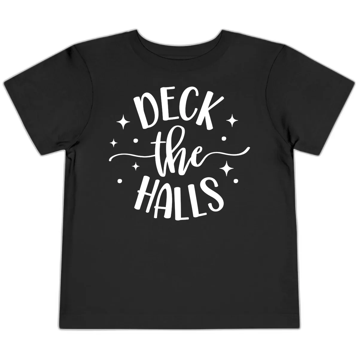 Deck The Halls Holiday Typography Toddler T-Shirt in Black