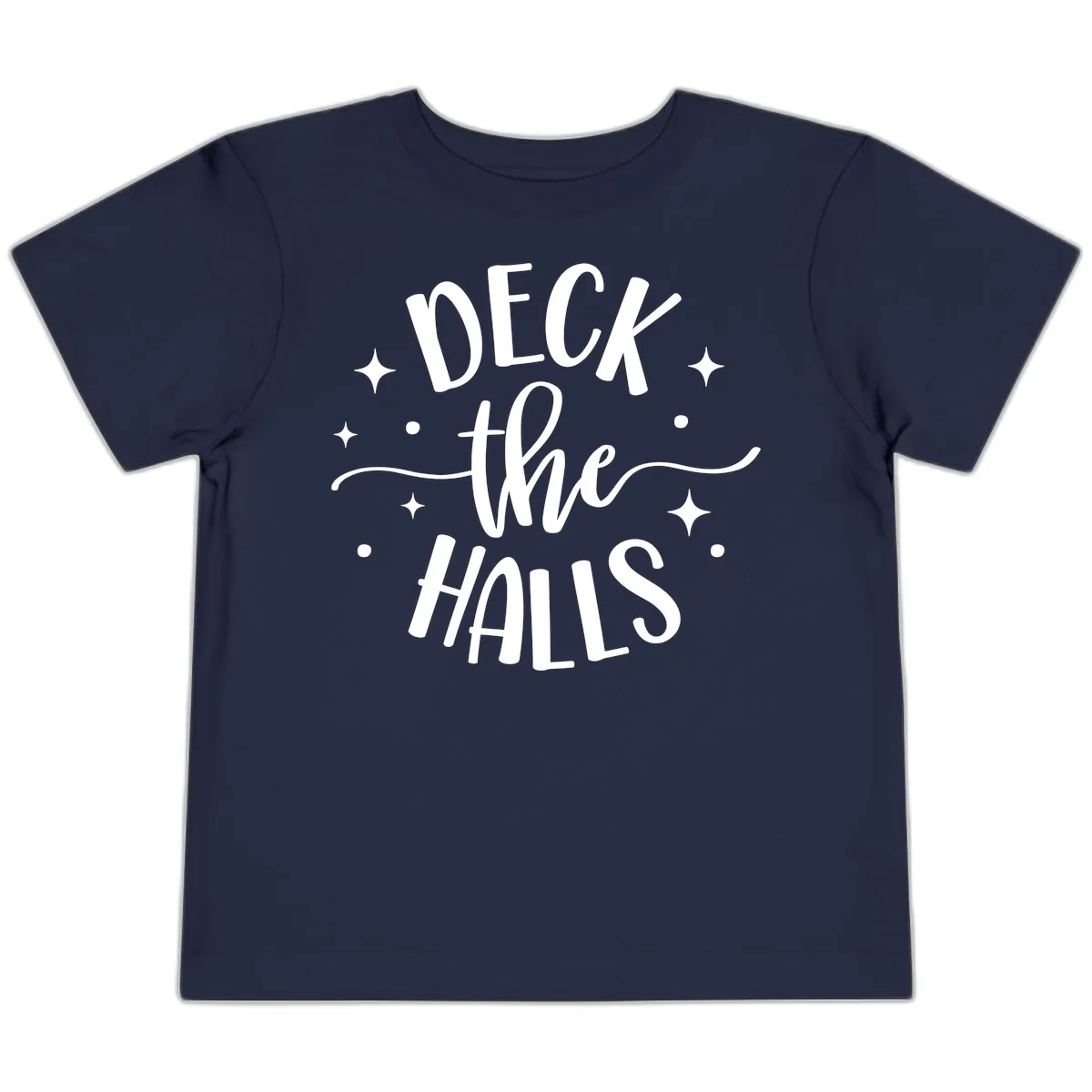 Deck The Halls Holiday Typography Toddler T-Shirt in Navy