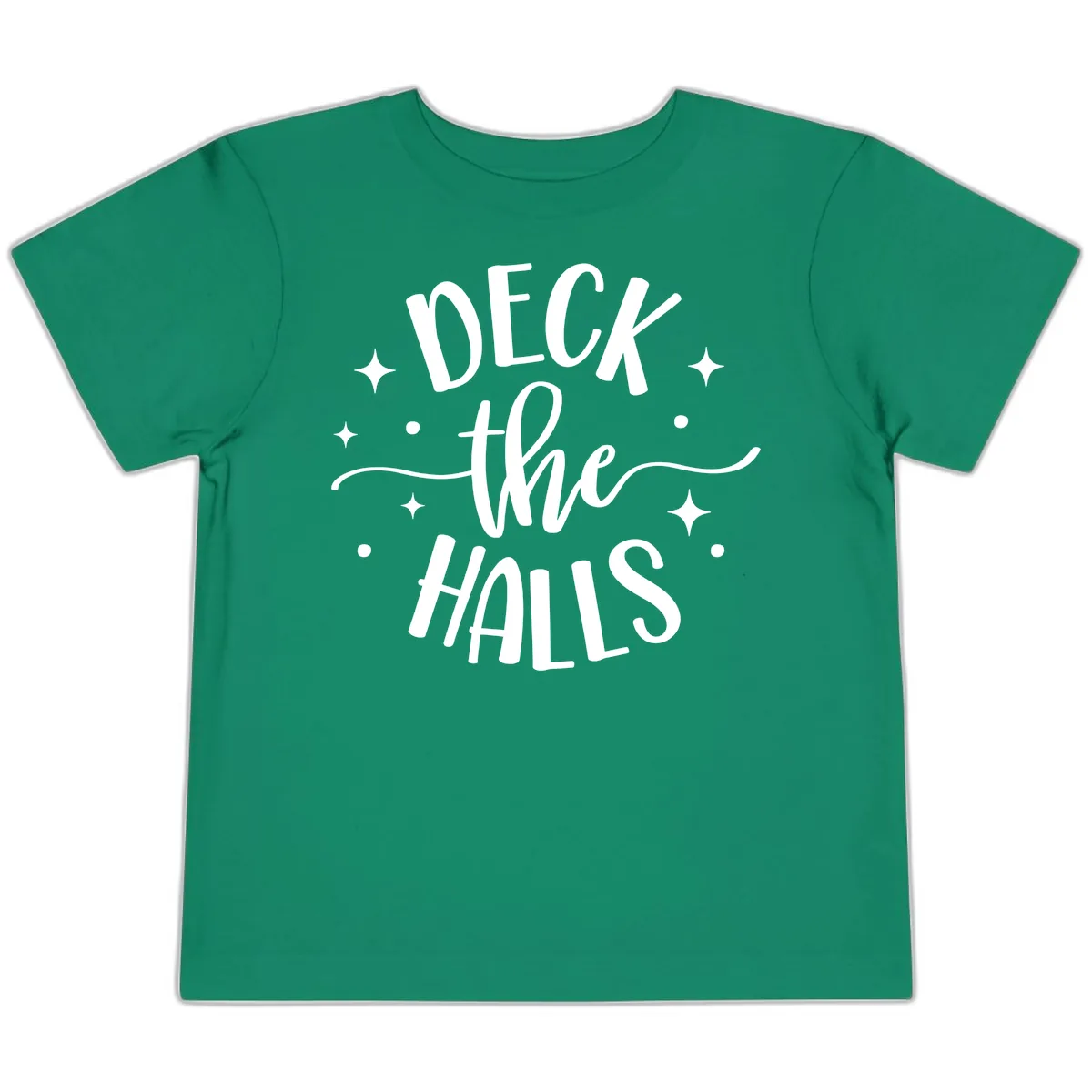 Deck The Halls Holiday Typography Toddler T-Shirt in Kelly