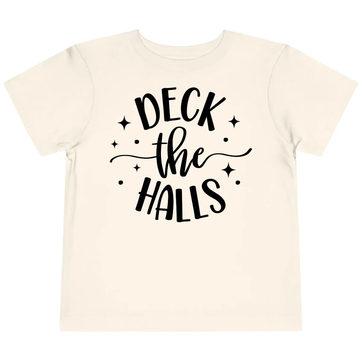 Deck The Halls Holiday Typography Toddler T-Shirt in Natural