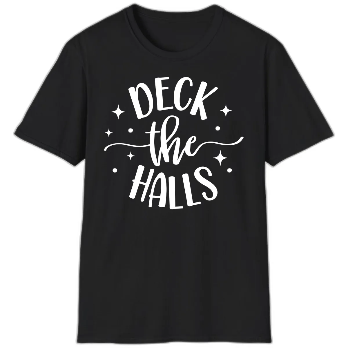 Deck The Halls Holiday Typography T-Shirt in Black