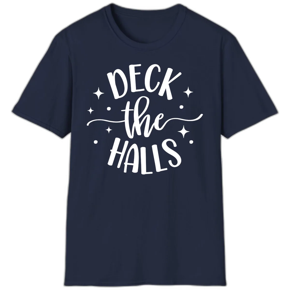 Deck The Halls Holiday Typography T-Shirt in Navy