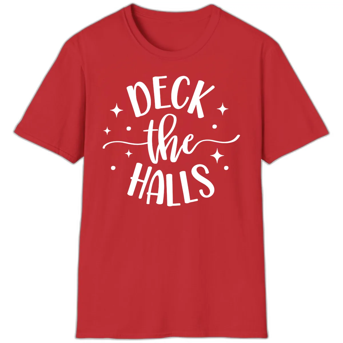 Deck The Halls Holiday Typography T-Shirt in Red