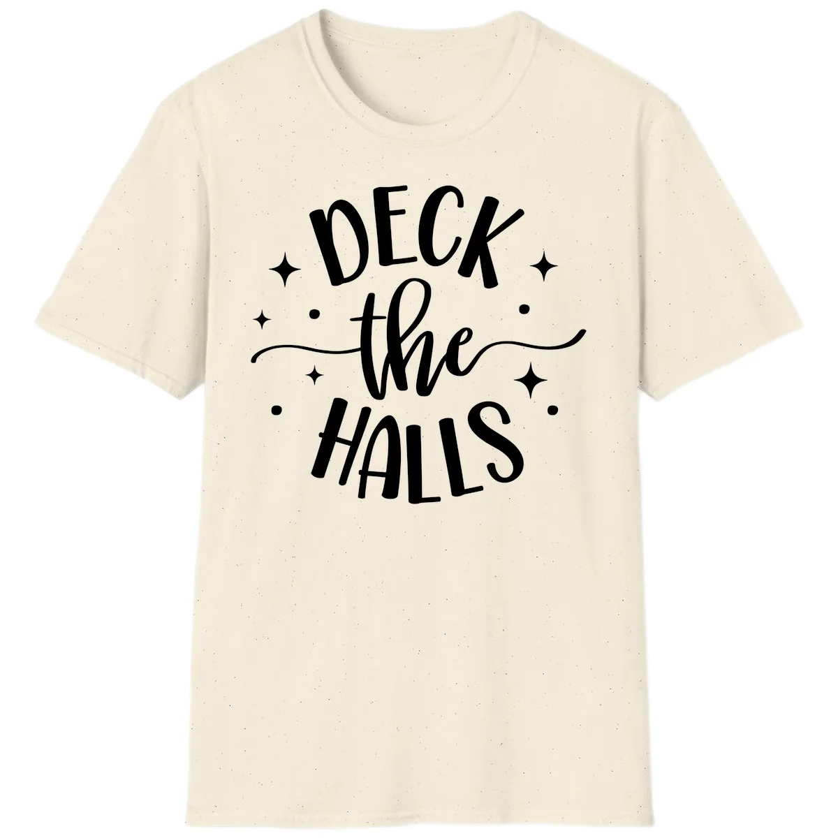 Deck The Halls Holiday Typography T-Shirt in Natural