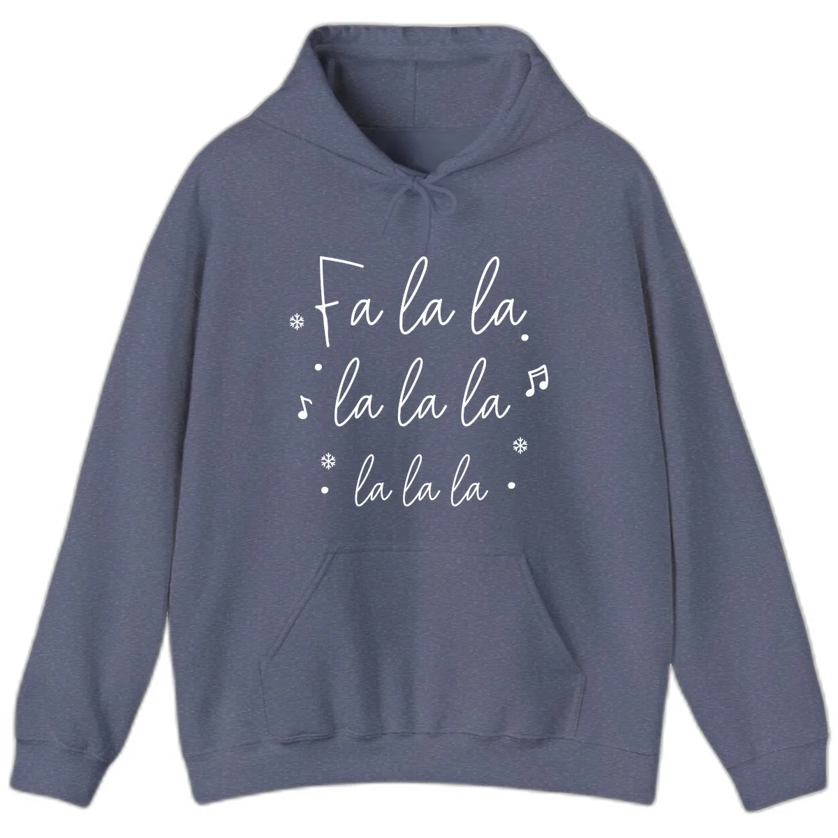 Fa La La Christmas Caroling Song Hoodie in Heather Navy