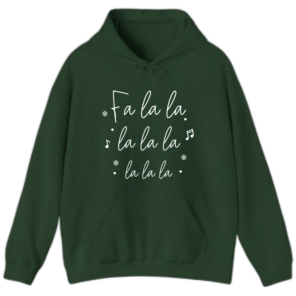Fa La La Christmas Caroling Song Hoodie in Forest Green