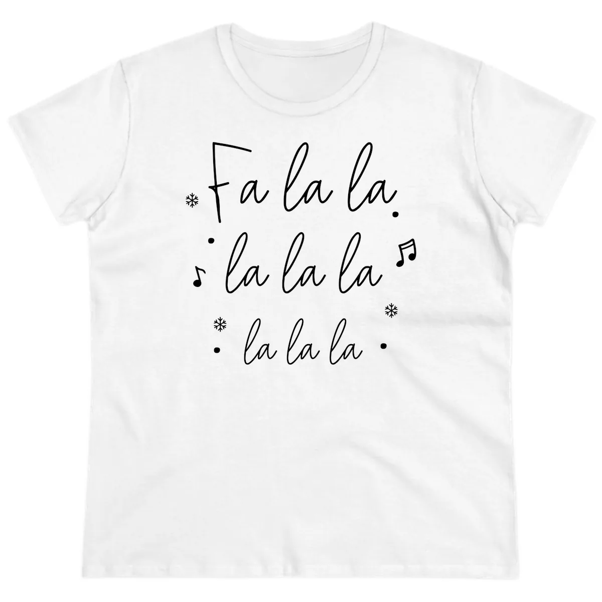 Fa La La Christmas Caroling Song Ladies Tee in White