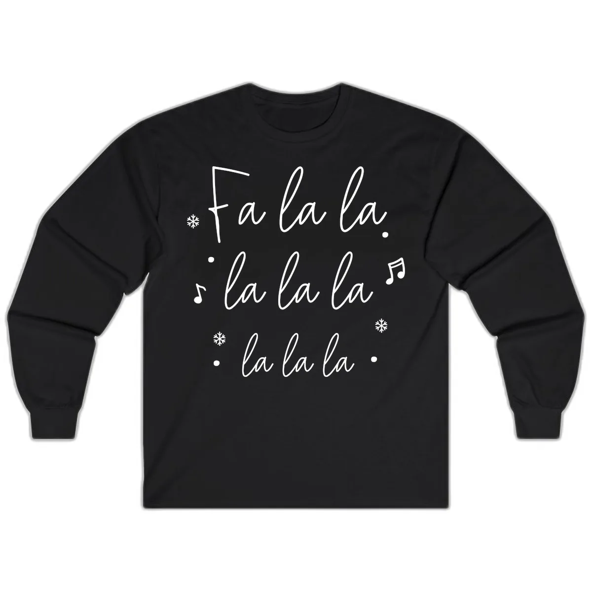 Fa La La Christmas Caroling Song Long Sleeve in Black