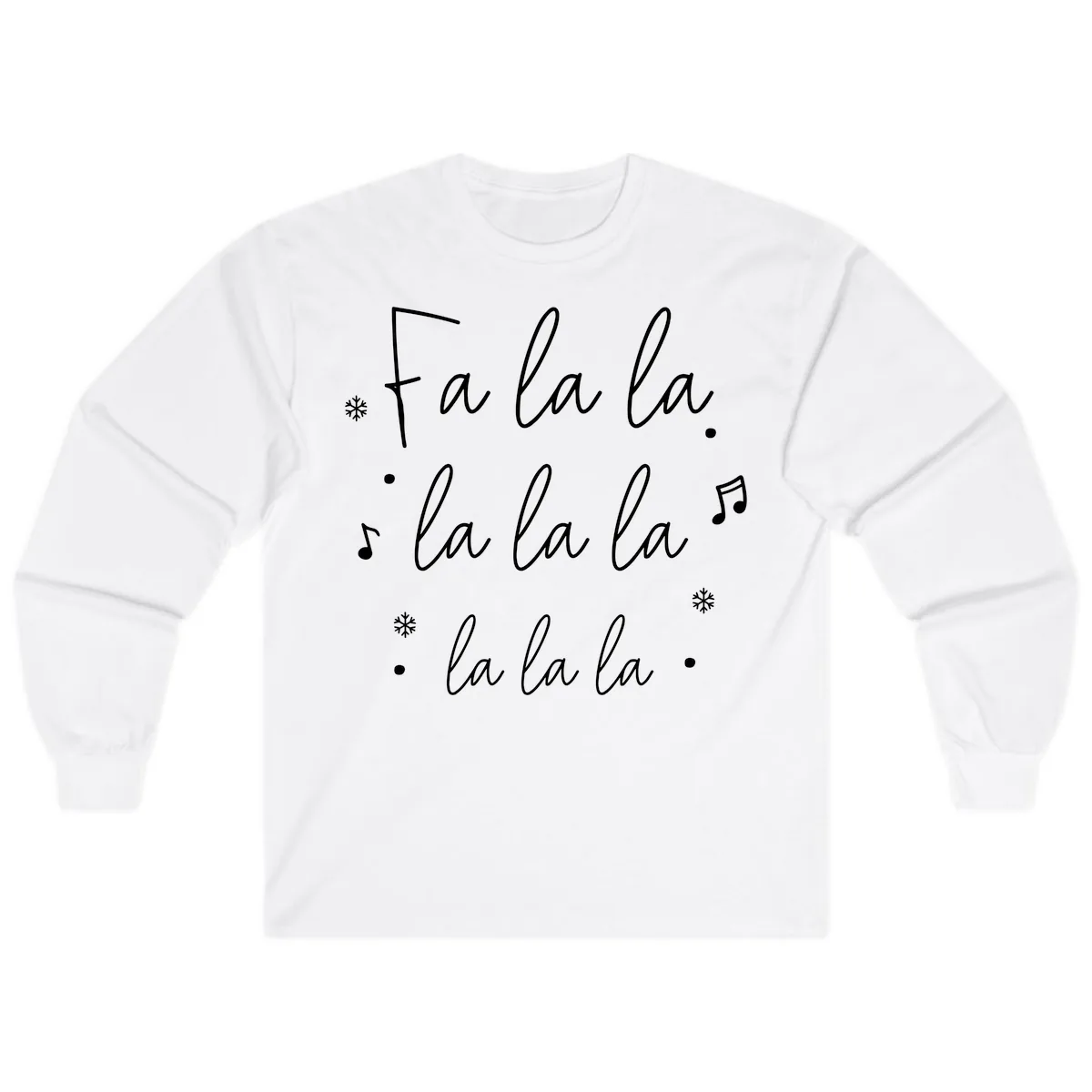 Fa La La Christmas Caroling Song Long Sleeve in White