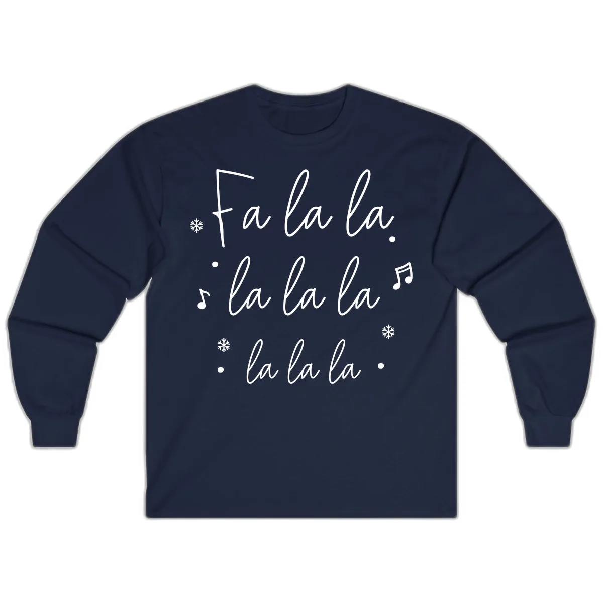 Fa La La Christmas Caroling Song Long Sleeve in Navy