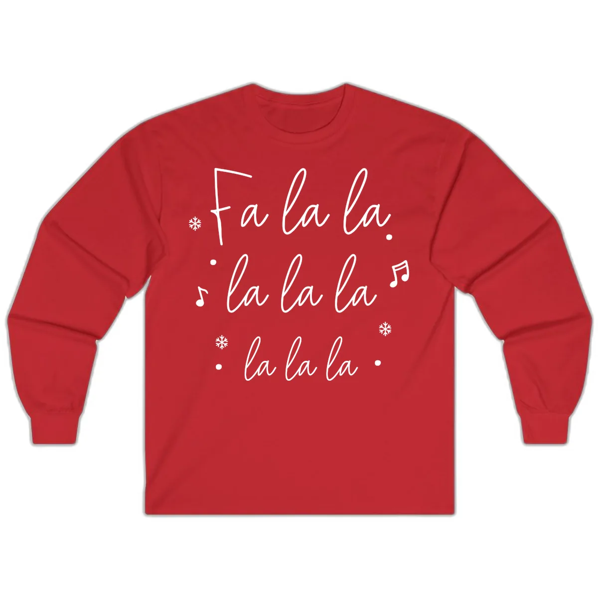 Fa La La Christmas Caroling Song Long Sleeve in Red