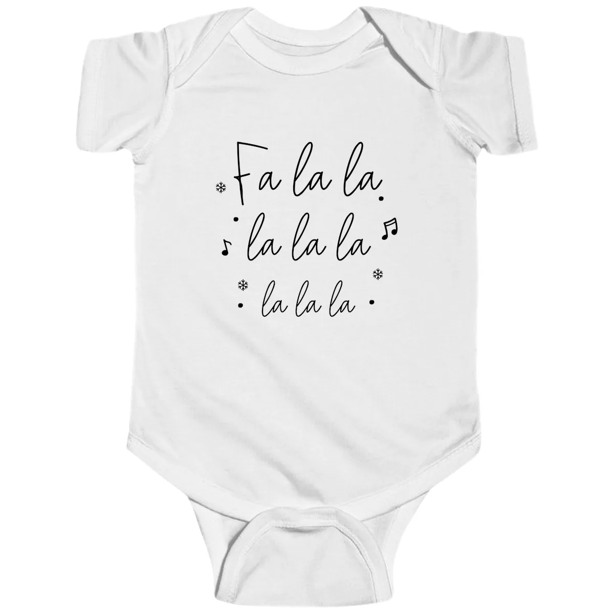 Fa La La Christmas Caroling Song Baby Onesie in White