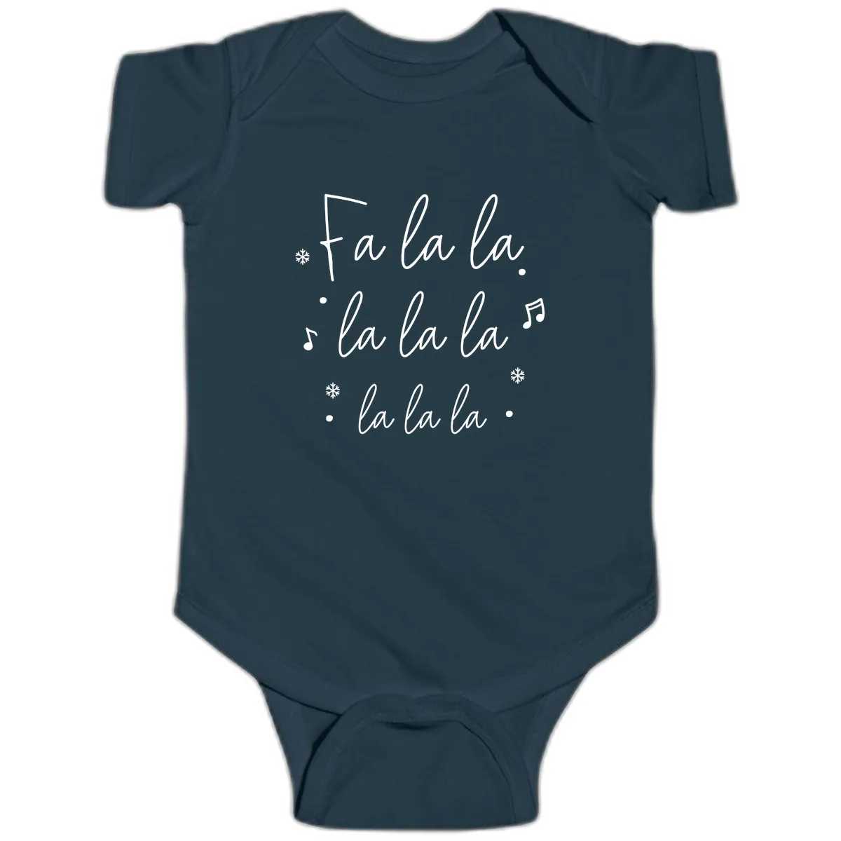 Fa La La Christmas Caroling Song Baby Onesie in Navy