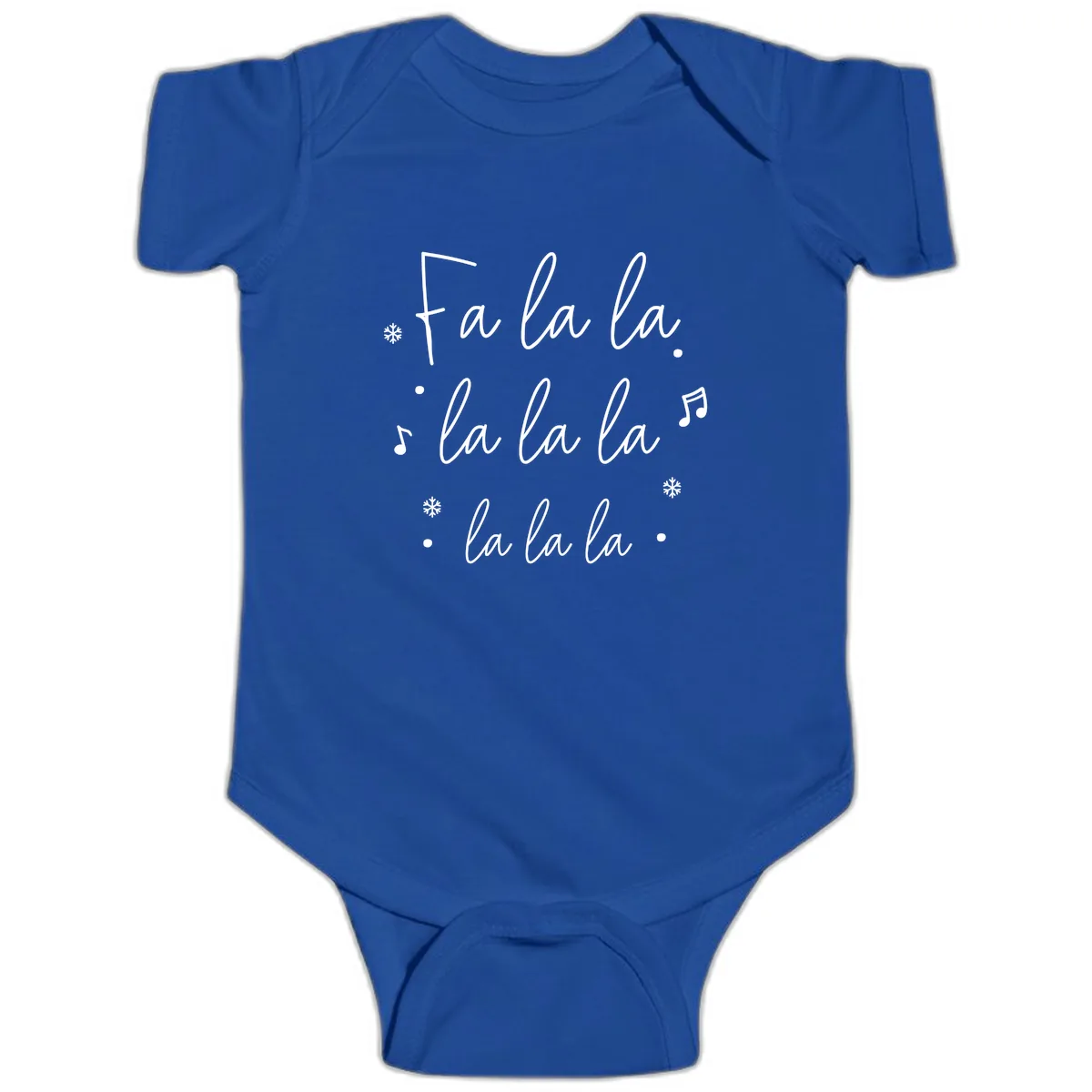 Fa La La Christmas Caroling Song Baby Onesie in Royal