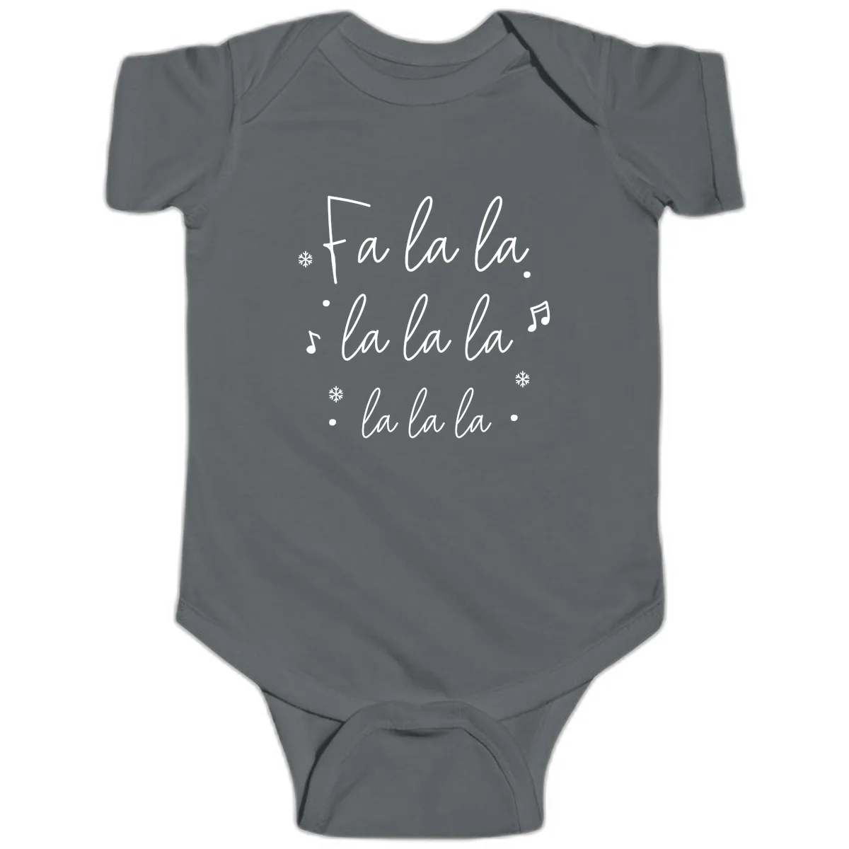 Fa La La Christmas Caroling Song Baby Onesie in Charcoal