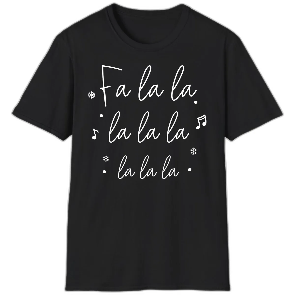 Fa La La Christmas Caroling Song T-Shirt in Black