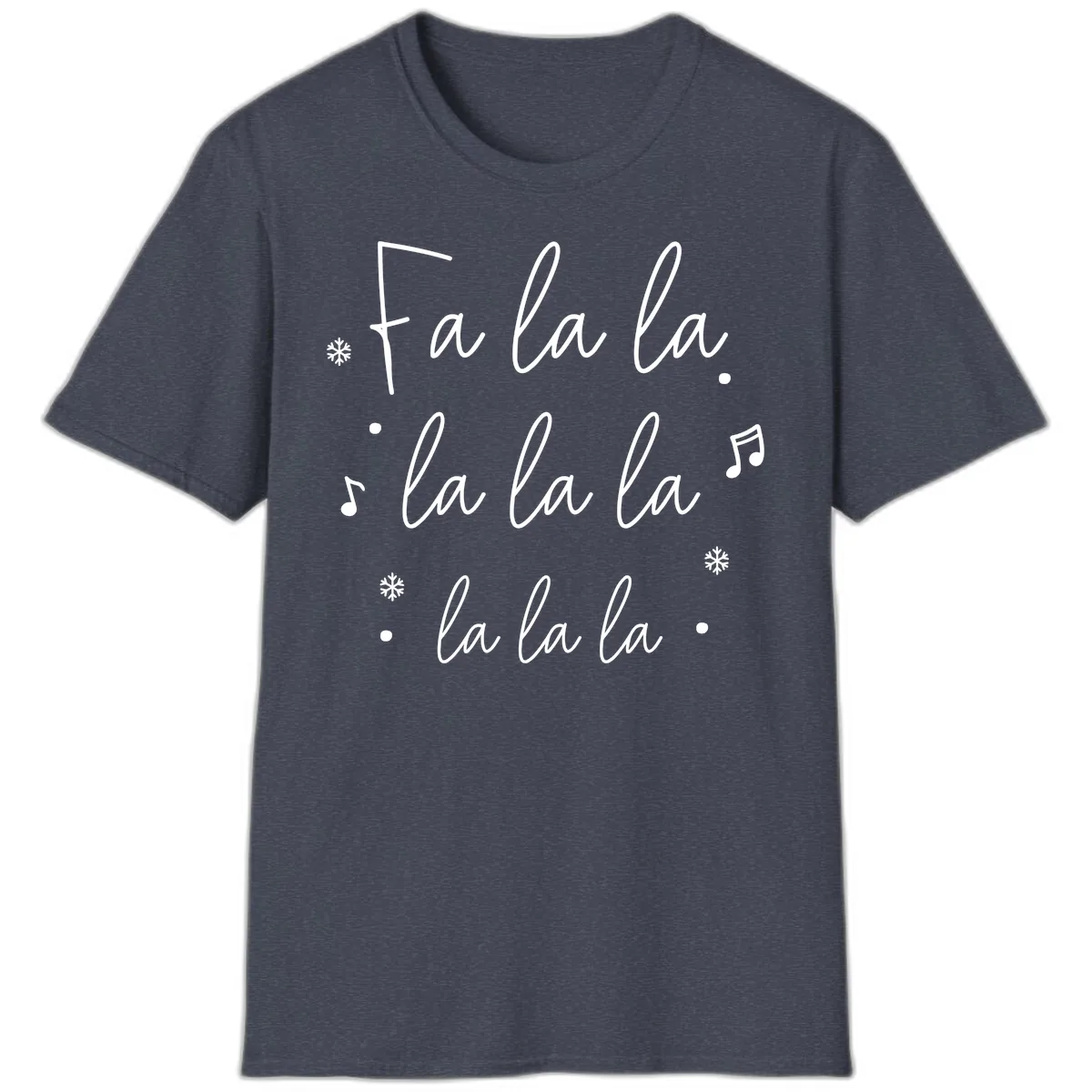 Fa La La Christmas Caroling Song T-Shirt in Heather Navy