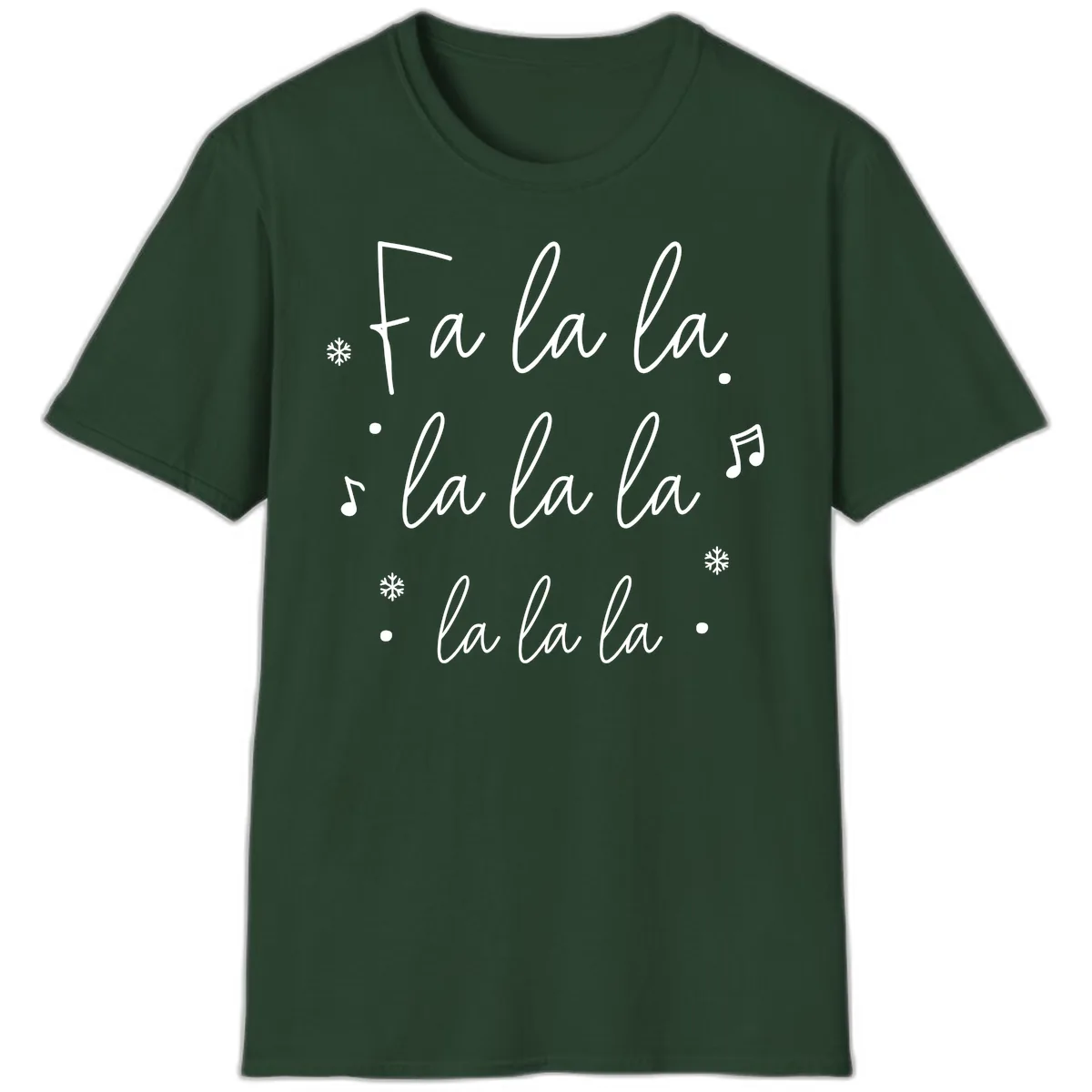 Fa La La Christmas Caroling Song T-Shirt in Forest Green