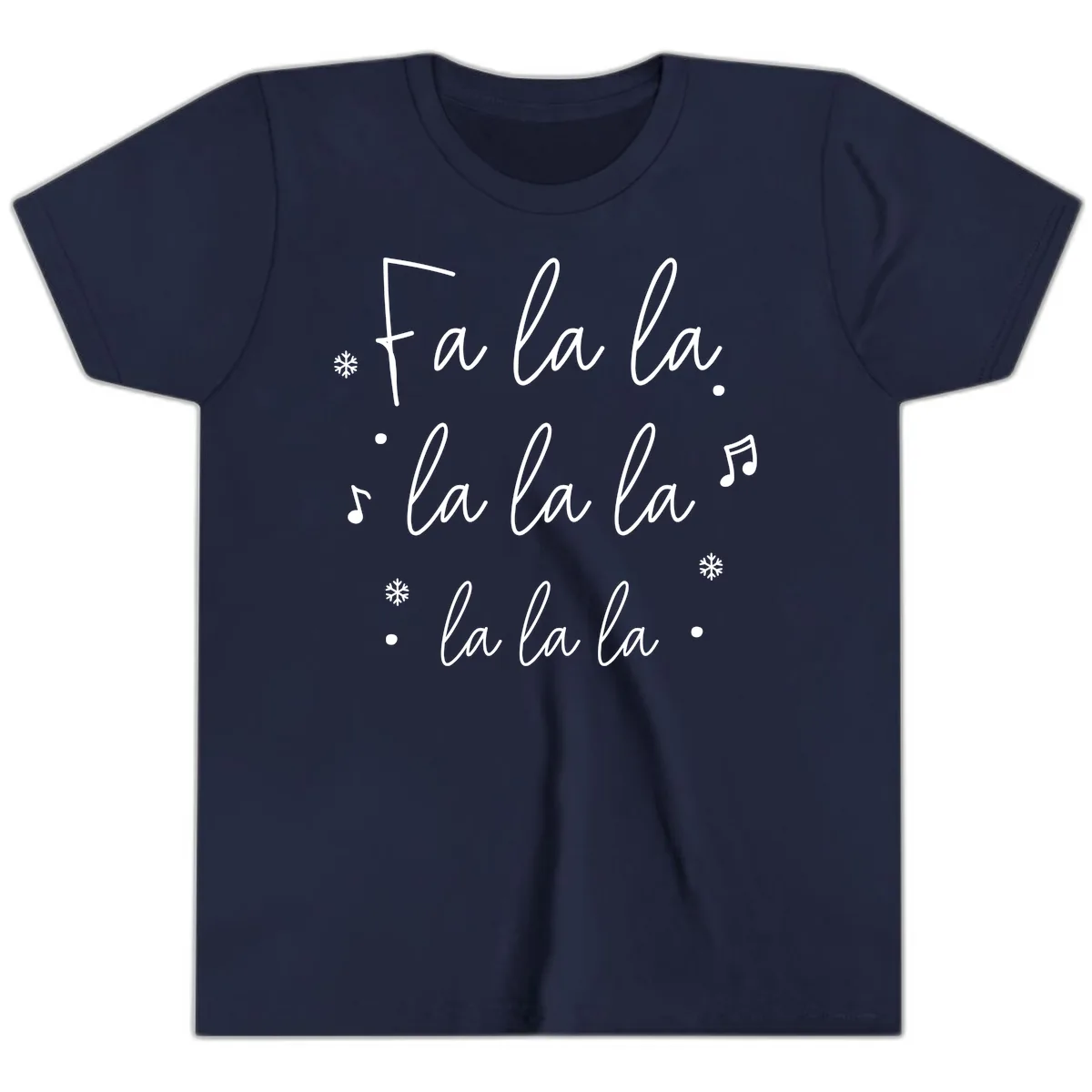 Fa La La Christmas Caroling Song Youth T-Shirt in Navy