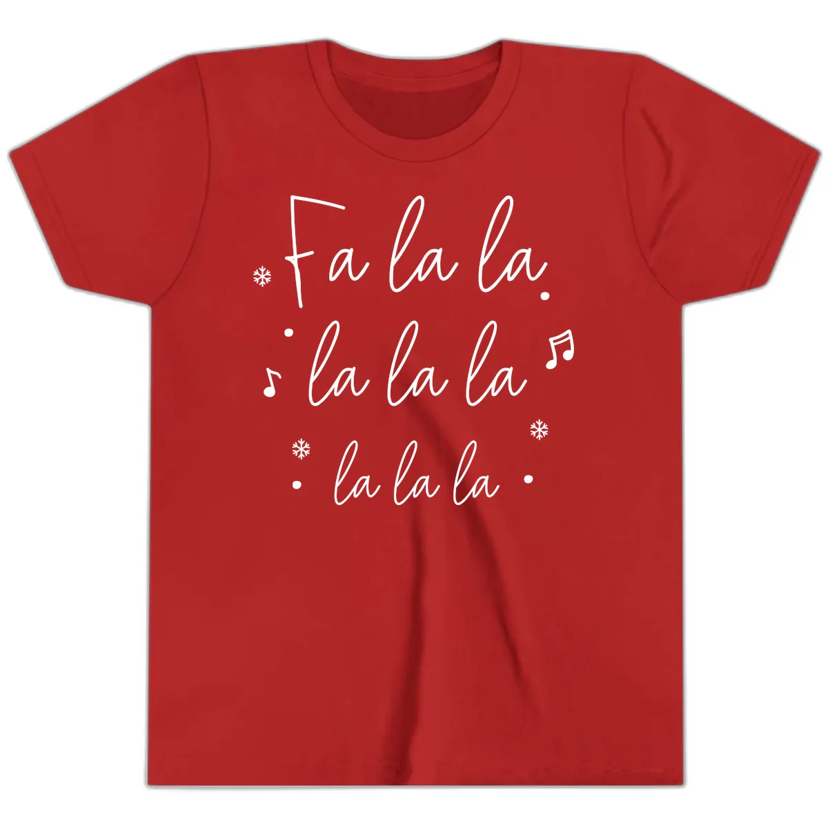 Fa La La Christmas Caroling Song Youth T-Shirt in Red