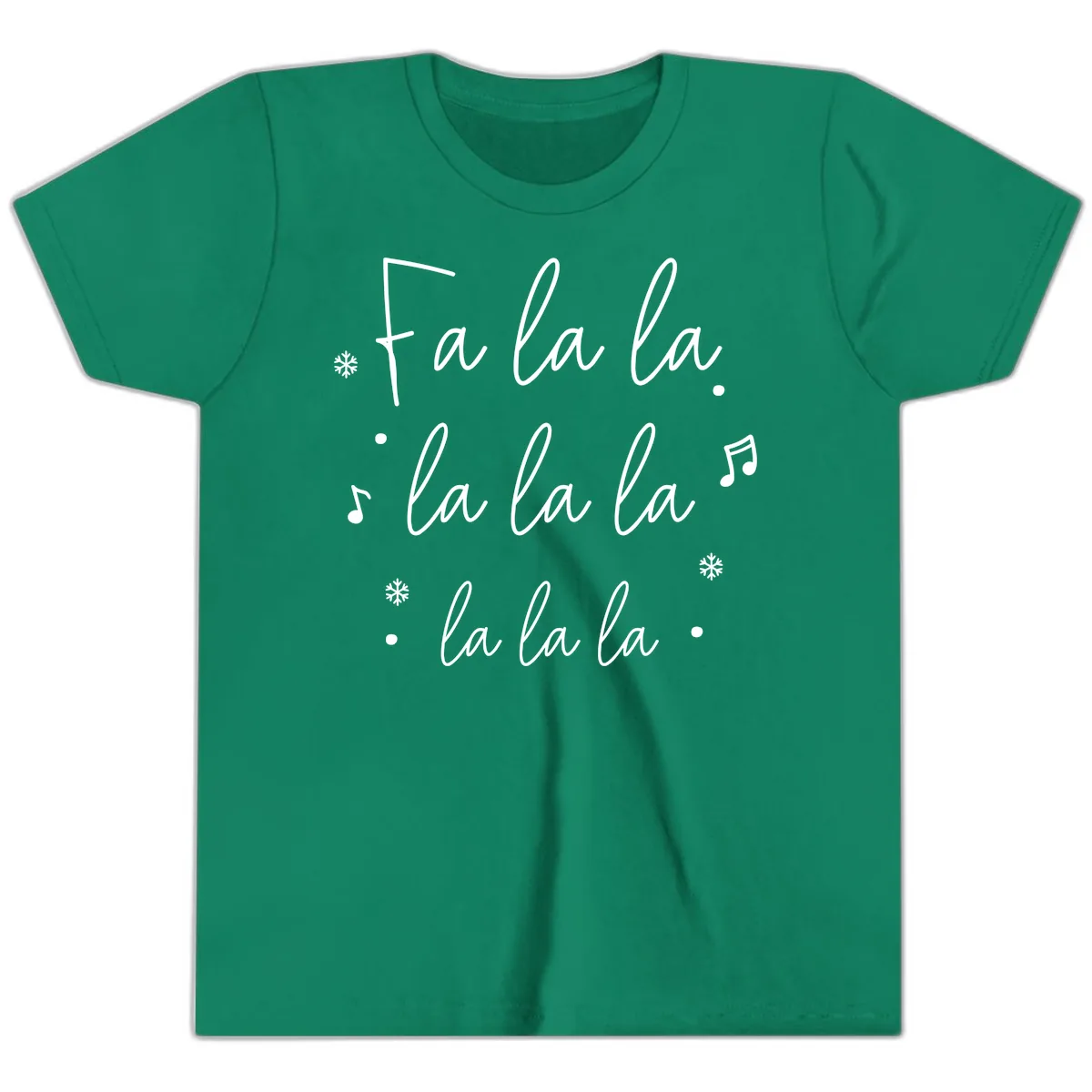 Fa La La Christmas Caroling Song Youth T-Shirt in Kelly