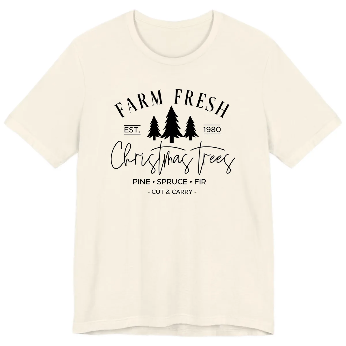 Farm Fresh Christmas Trees Est 1980 Premium T-Shirt in Natural