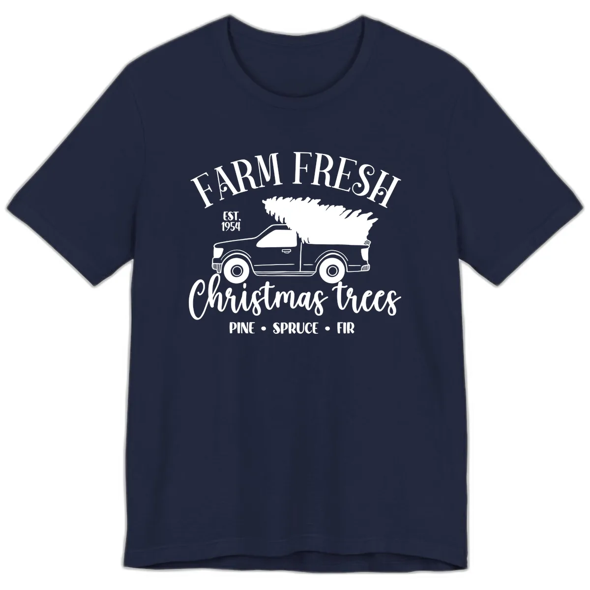 Farm Fresh Christmas Trees Pickup Premium T-Shirt in Navy