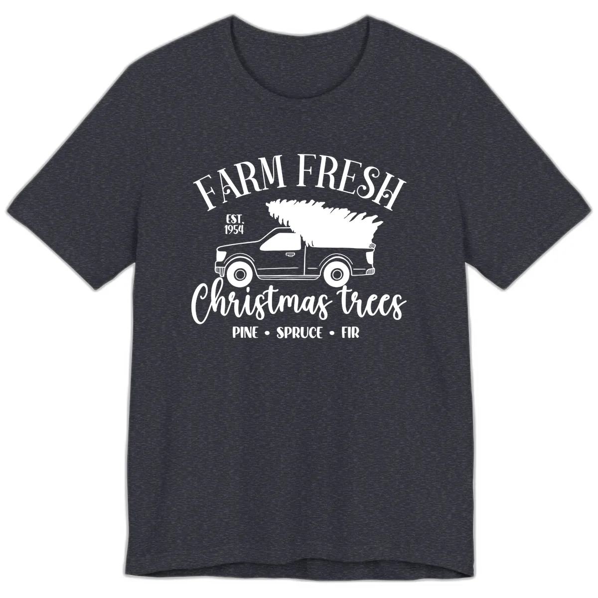 Farm Fresh Christmas Trees Pickup Premium T-Shirt in Heather Navy