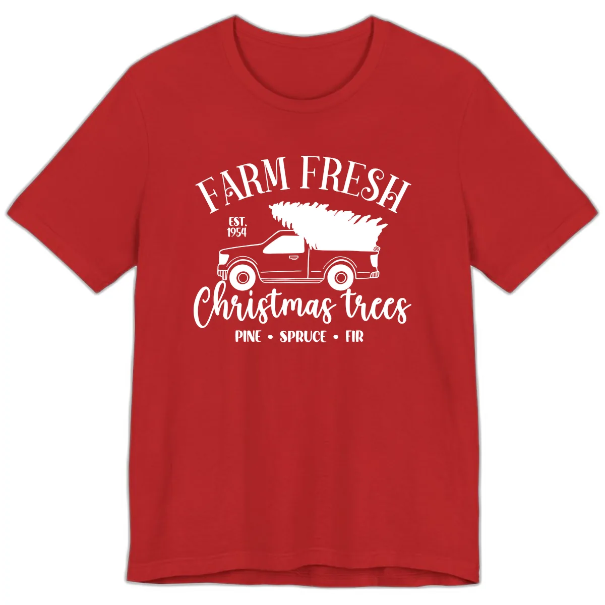 Farm Fresh Christmas Trees Pickup Premium T-Shirt in Red