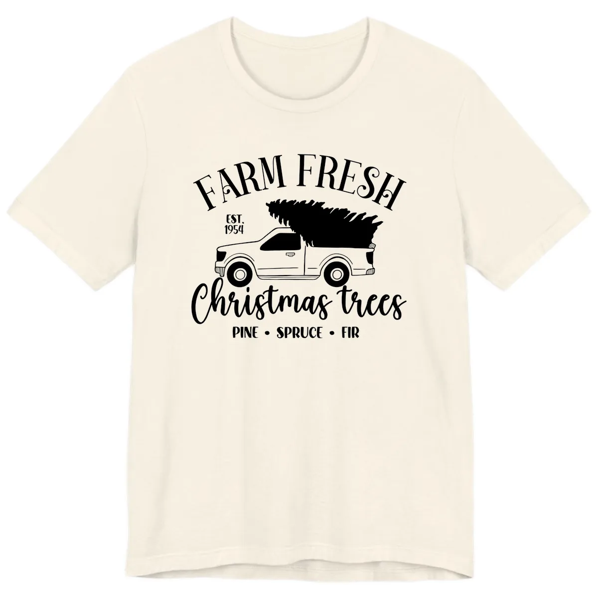 Farm Fresh Christmas Trees Pickup Premium T-Shirt in Natural
