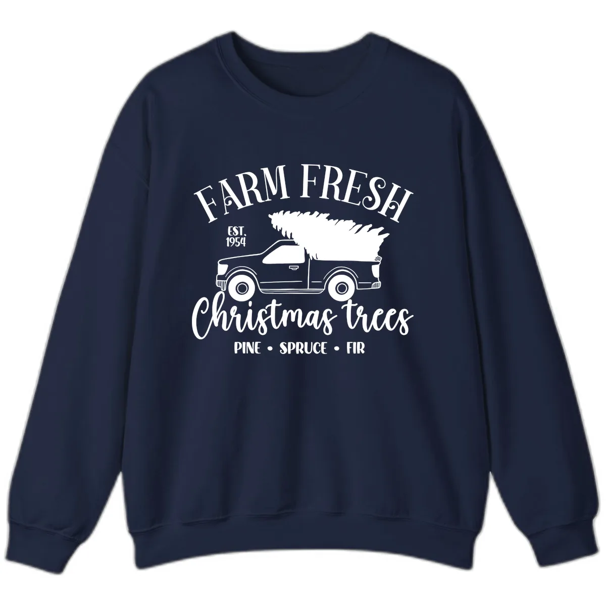 Farm Fresh Christmas Trees Pickup Sweatshirt in Navy