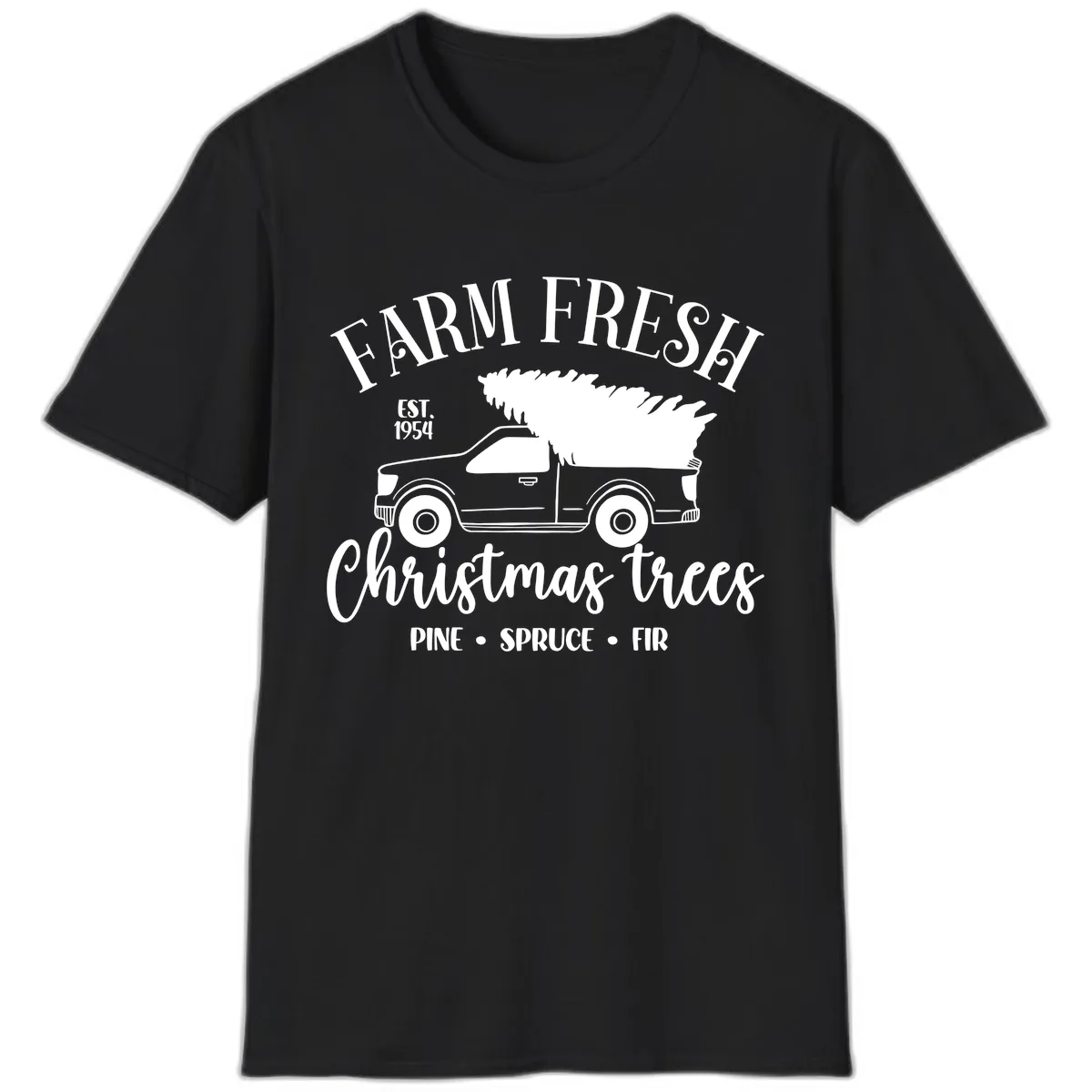 Farm Fresh Christmas Trees Pickup T-Shirt in Black