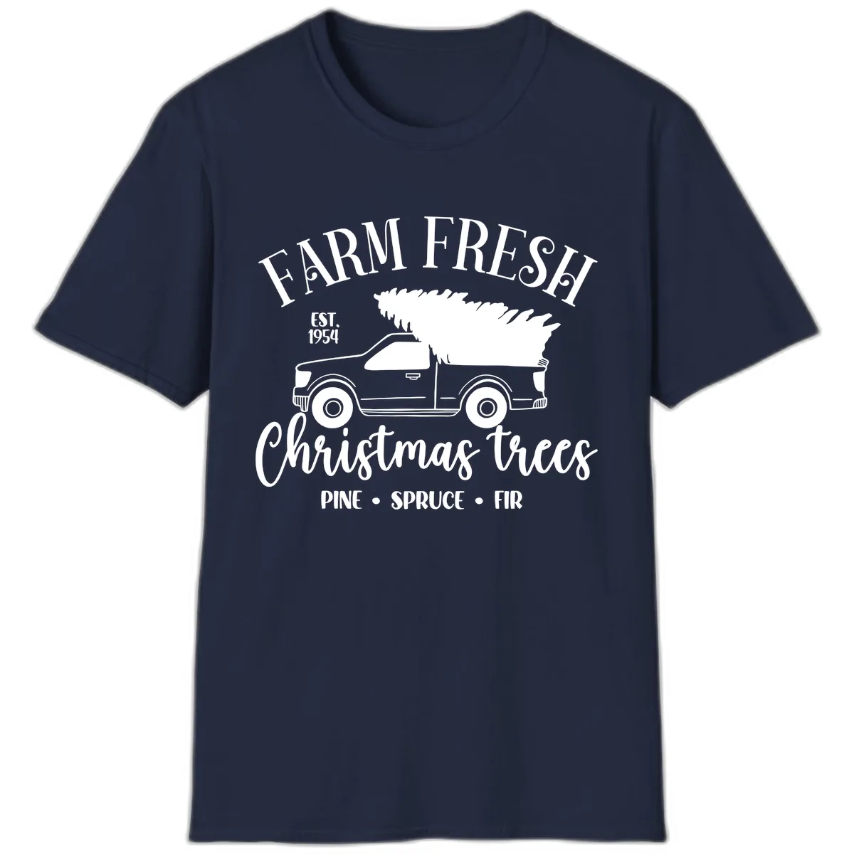 Farm Fresh Christmas Trees Pickup T-Shirt in Navy