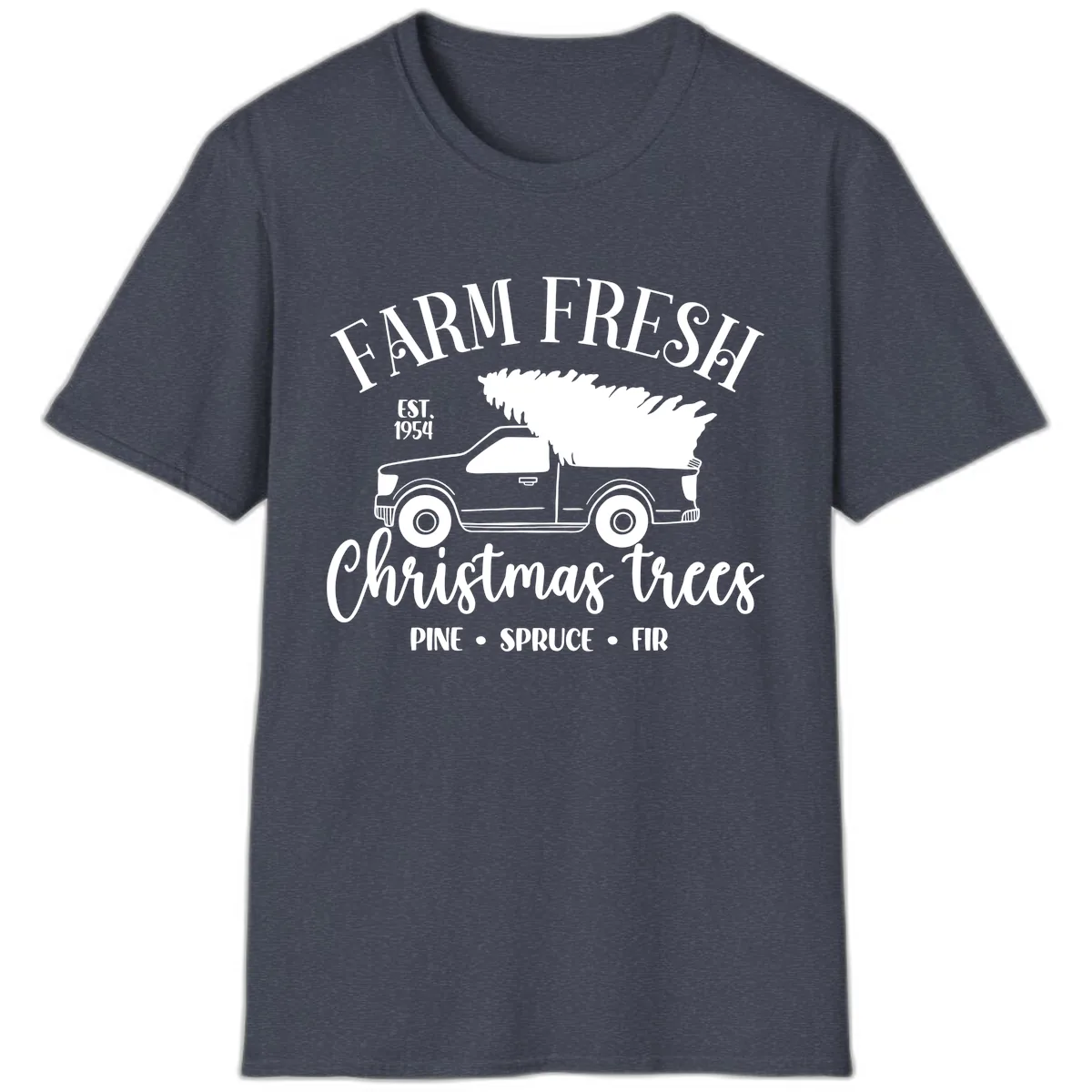 Farm Fresh Christmas Trees Pickup T-Shirt in Heather Navy