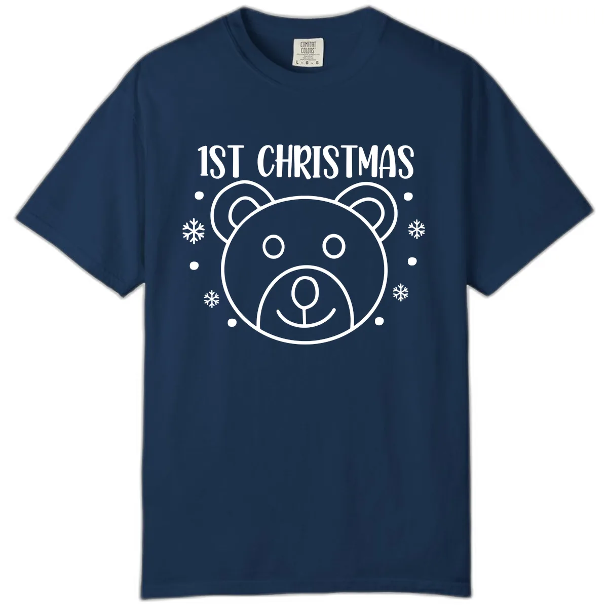 Baby's First Christmas Bear Graphic Comfort Color in Navy