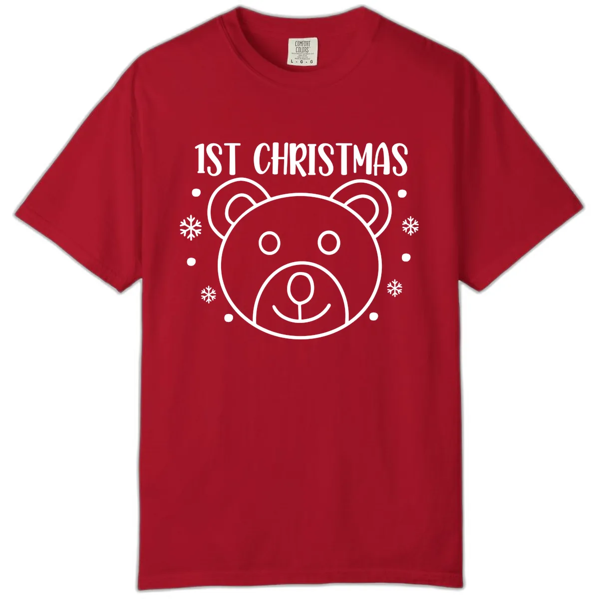 Baby's First Christmas Bear Graphic Comfort Color in Red
