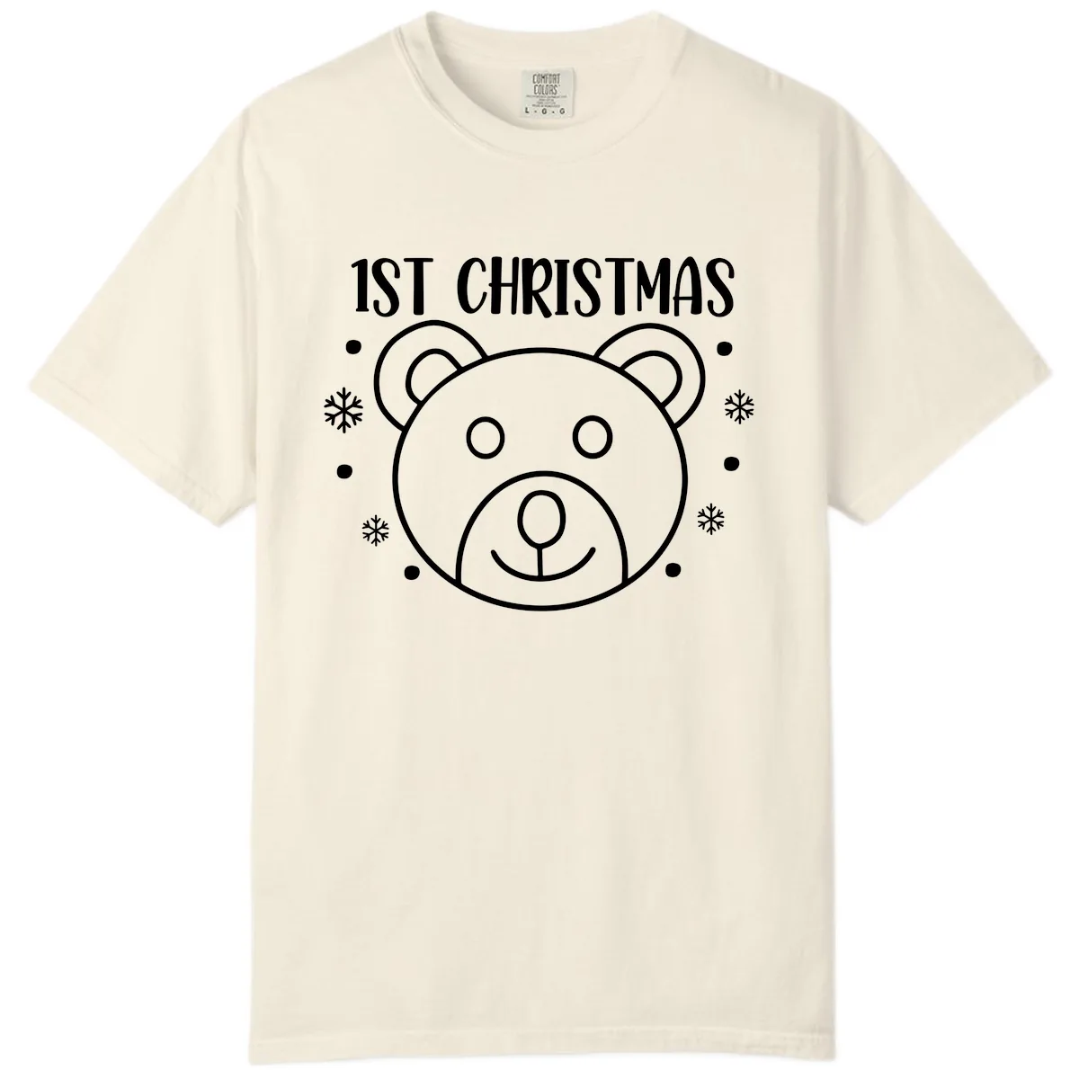 Baby's First Christmas Bear Graphic Comfort Color in Ivory