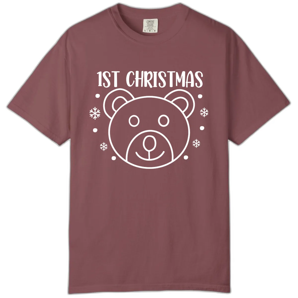 Baby's First Christmas Bear Graphic Comfort Color in Brick