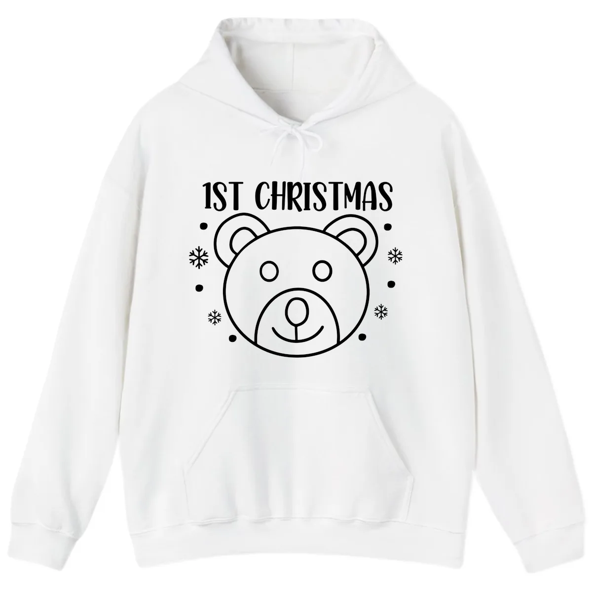 Baby's First Christmas Bear Graphic Hoodie in White