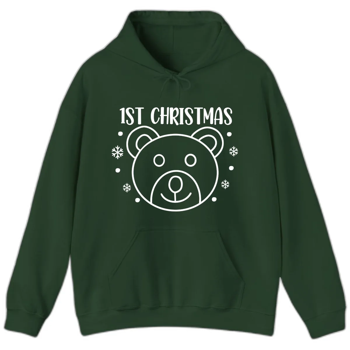 Baby's First Christmas Bear Graphic Hoodie in Forest Green